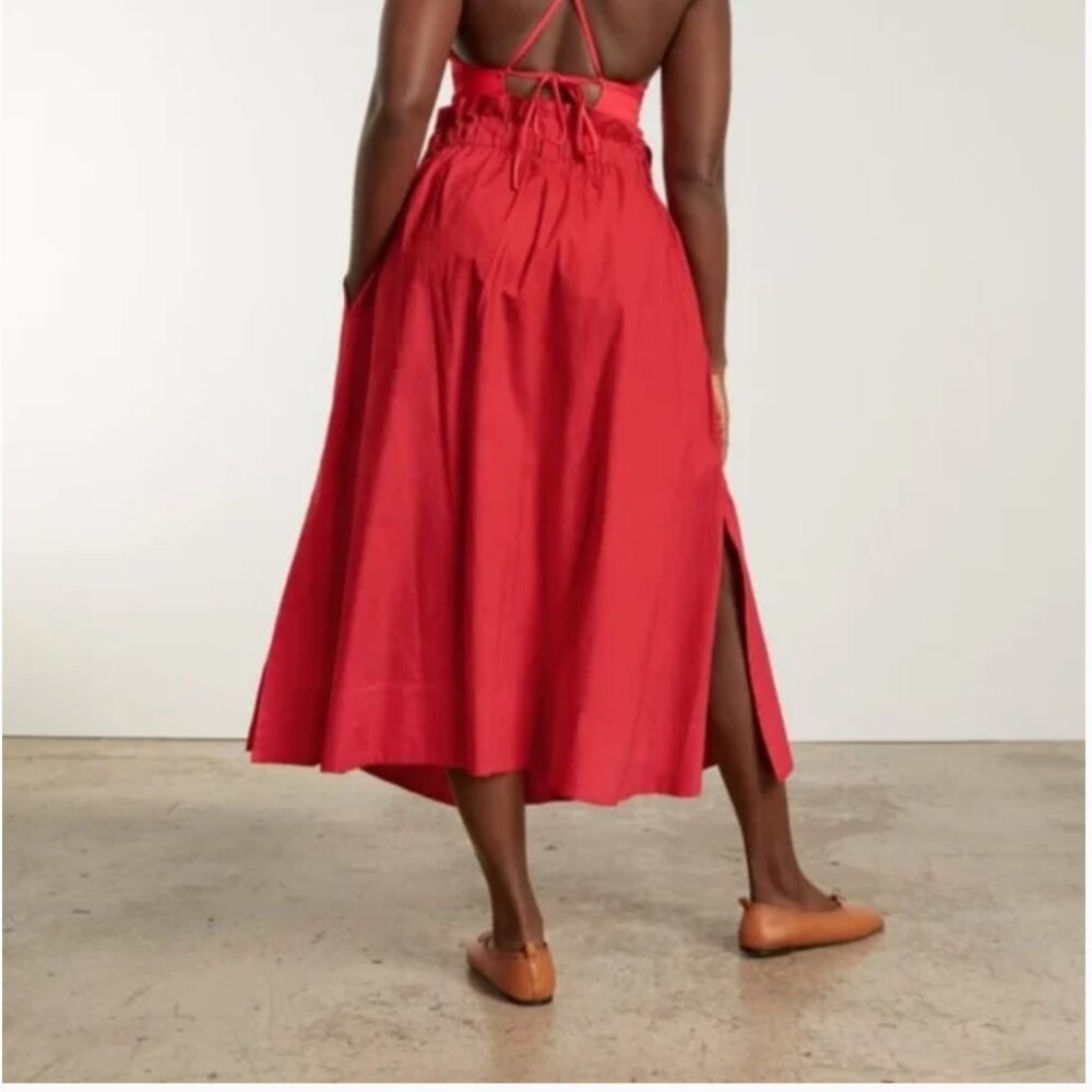 Everlane The Easy Button-Front Red A-Line Skirt, … - image 3